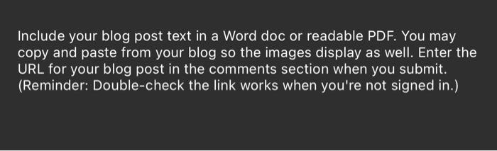 Include your blog post text in a Word doc or readable | Chegg.com