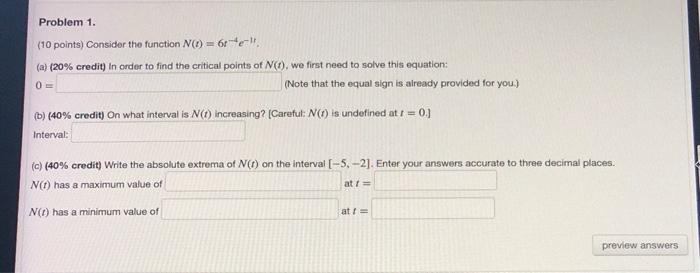 Solved Problem 1. (10 points) Consider the function () = | Chegg.com