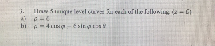 Unique Math Curve Solved 3. a) b) Draw 5 unique level curves for each of the | Chegg.com