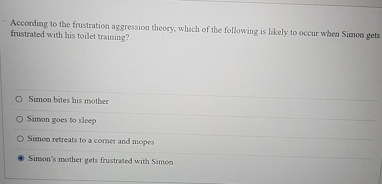 Solved According To The Frustration Aggression Theory, Which | Chegg.com