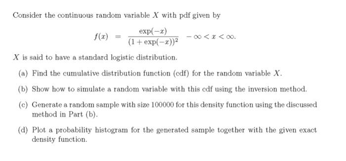 Solved Consider the continuous random variable X with pdf | Chegg.com