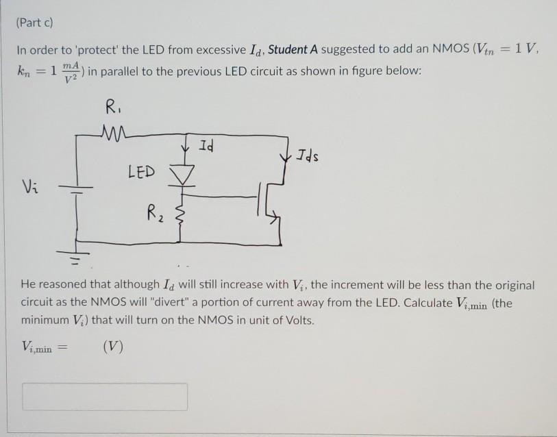 Solved Consider the following driver circuit for a blue LED. | Chegg.com