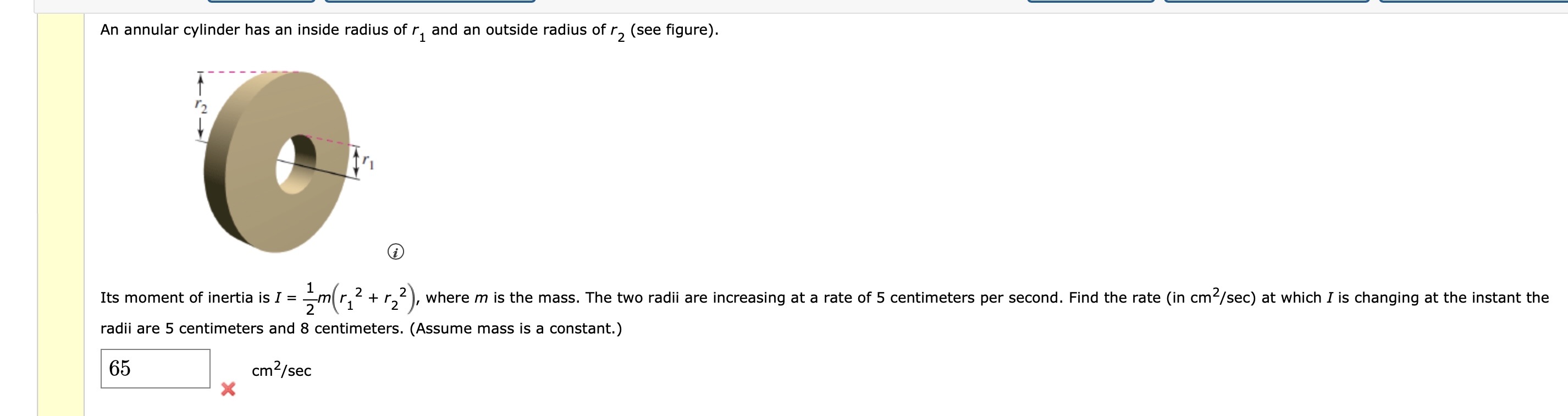 Solved An Annular Cylinder Has An Inside Radius Of R1 ﻿and | Chegg.com