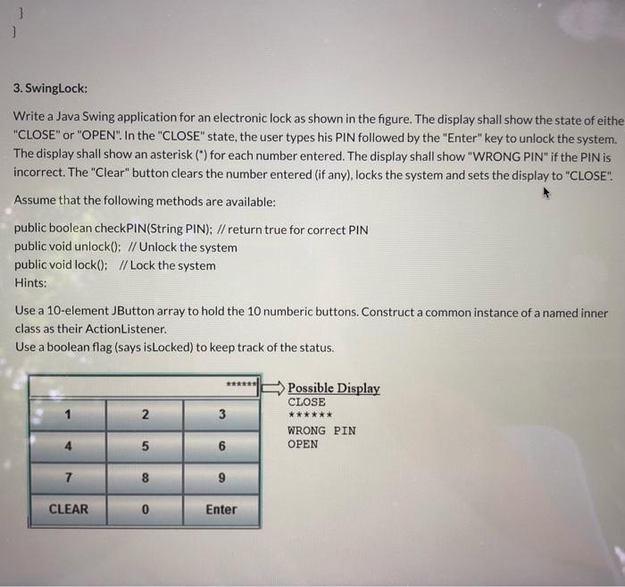 Solved 1.SwingPhone App: Use the Swing Package to create a | Chegg.com