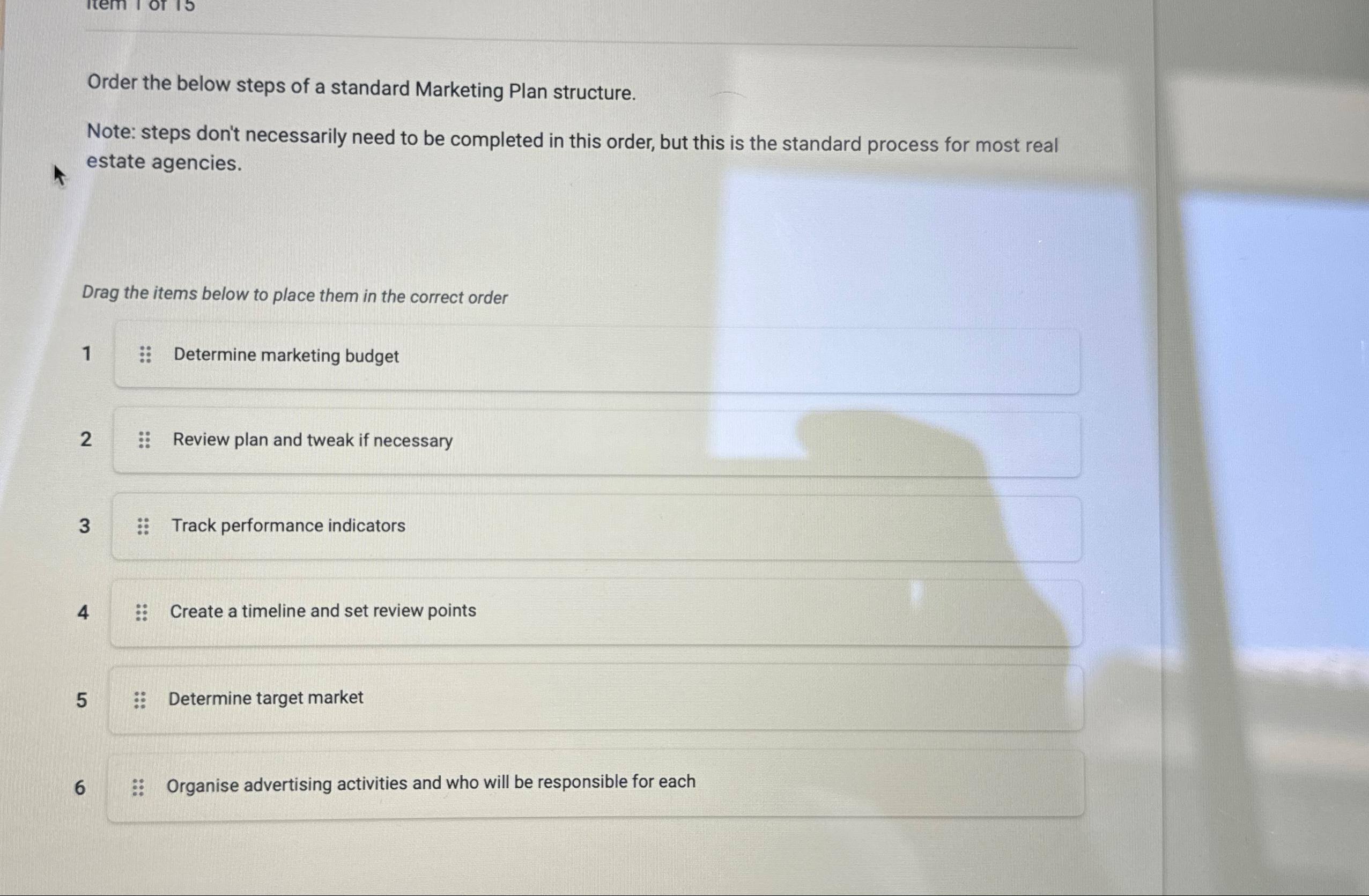 Solved Order the below steps of a standard Marketing Plan | Chegg.com