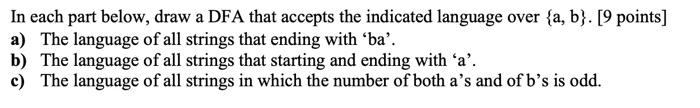 Solved In Each Part Below, Draw A DFA That Accepts The | Chegg.com
