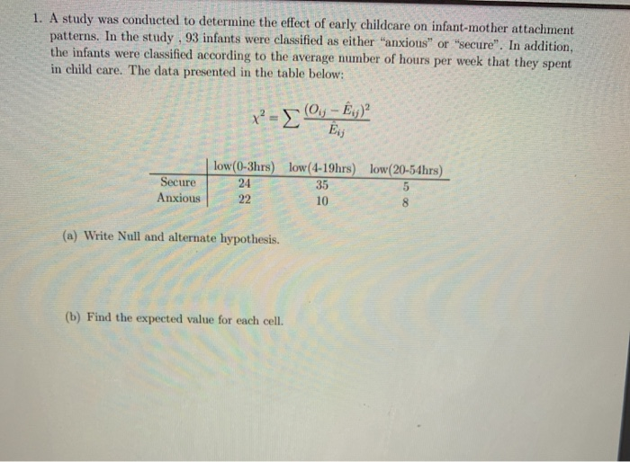 Solved 1. A study was conducted to determine the effect of | Chegg.com