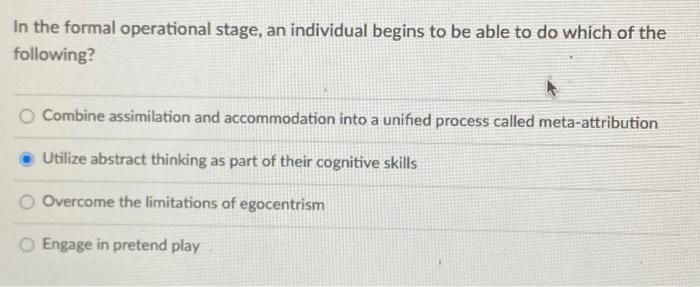 What is clearance formal operational stage