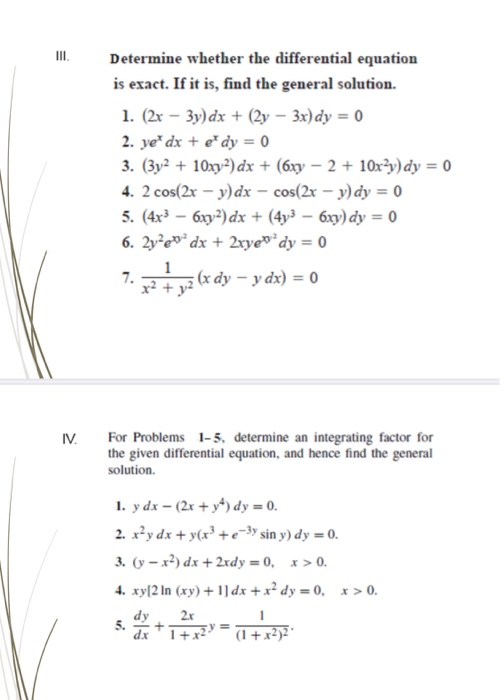 Solved Determine Whether The Differential Equation Is Exact 2568