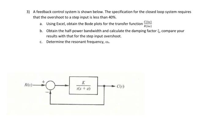 Solved 3) A feedback control system is shown below. The | Chegg.com