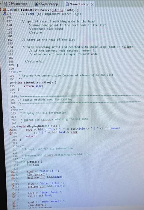 Solved FIXED (7): Implement search logic There was a section | Chegg.com