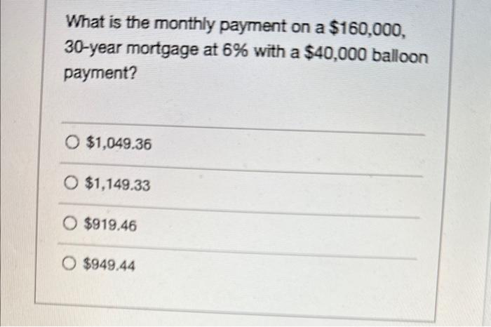 $160 000 mortgage over 30 years monthly payment