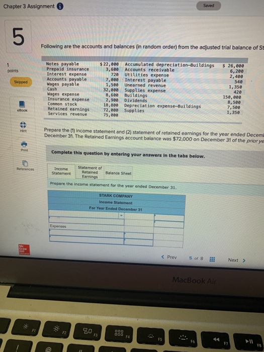 Solved Make An Income Statement, Statement Of Retained | Chegg.com