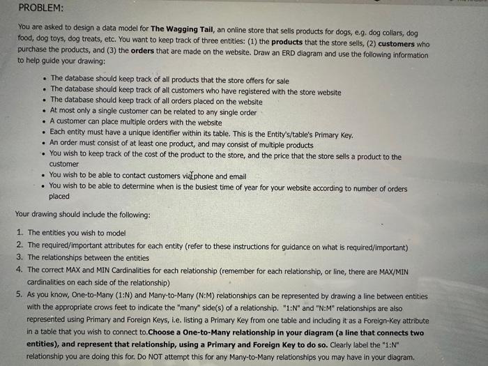 Solved Please draw Entity Relationship Diagrams as described | Chegg.com
