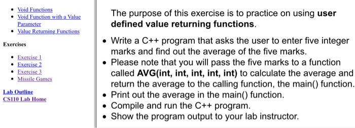 Solved • Void Functions • Void Function with a Value | Chegg.com