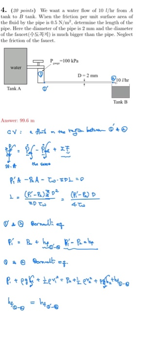 Solved 4. (20 points) We want a water flow of 10 l/hr from A | Chegg.com