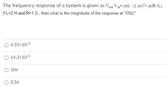 Solved The frequency response of a system is given as | Chegg.com