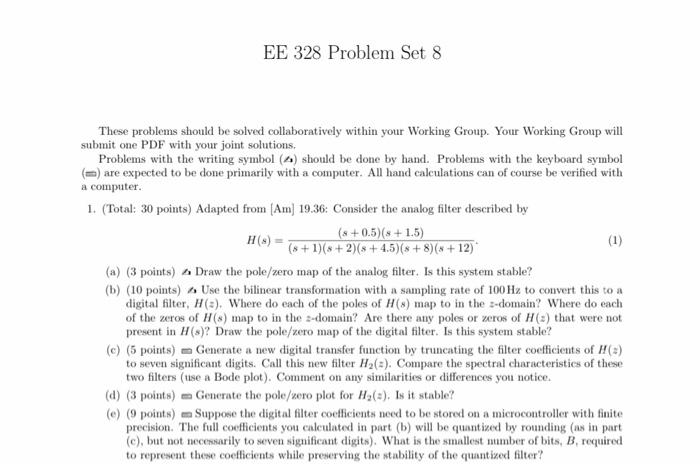 Solved EE 328 Problem Set 8 These problems should be solved | Chegg.com