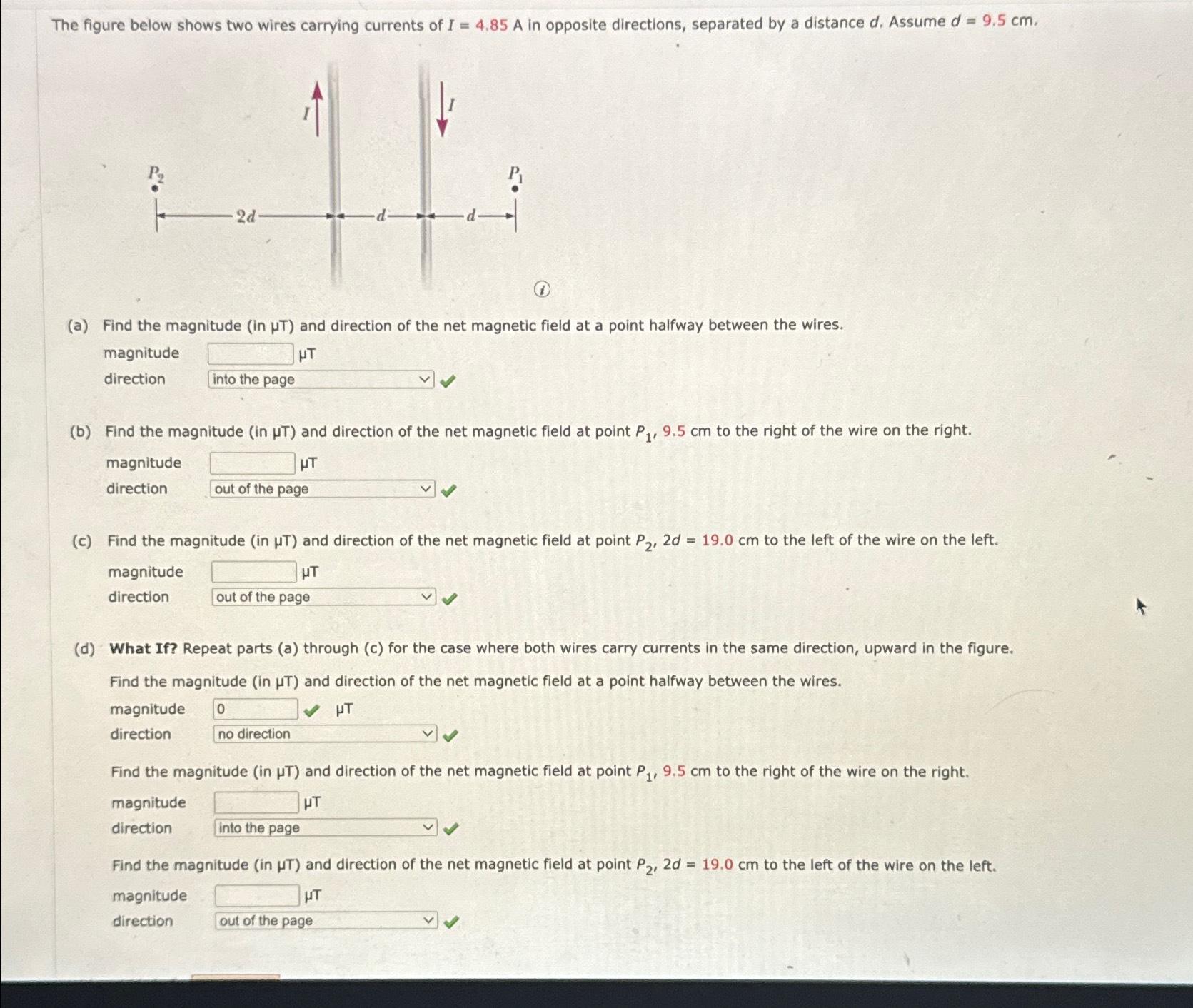 Solved The figure below shows two wires carrying currents of | Chegg.com