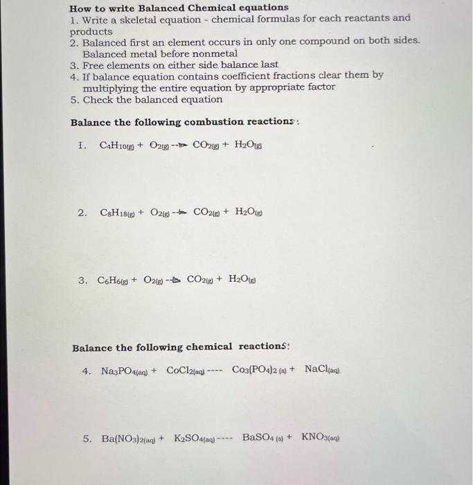 Solved How To Write Balanced Chemical Equations 1 Write A 6948