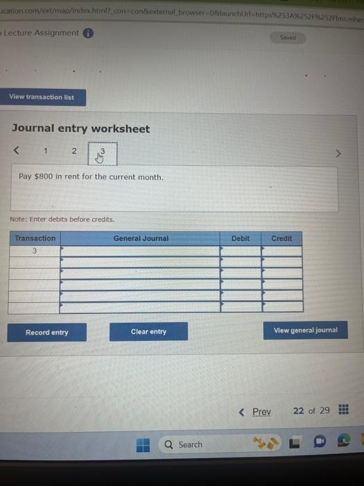 Lecture Assignment I View Transaction List Journal | Chegg.com