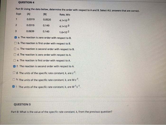 Solved QUESTION 4 Part B: Using The Data Below, Determine | Chegg.com