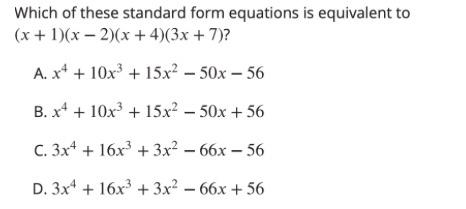 Solved Which of these standard form equations is equivalent | Chegg.com