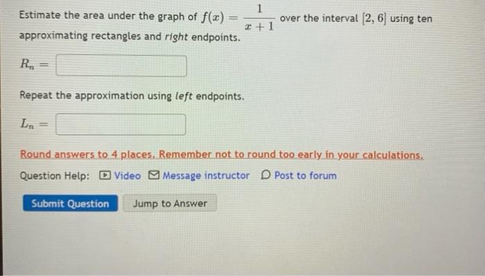 Solved 1 Estimate the area under the graph of f(x) = 2+1 | Chegg.com
