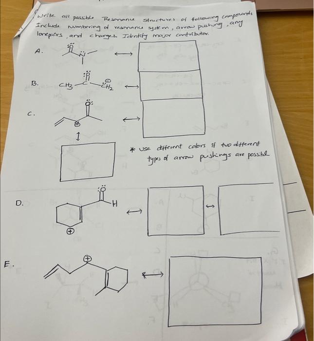 Solved Write all passible. Resonance structures of following | Chegg.com