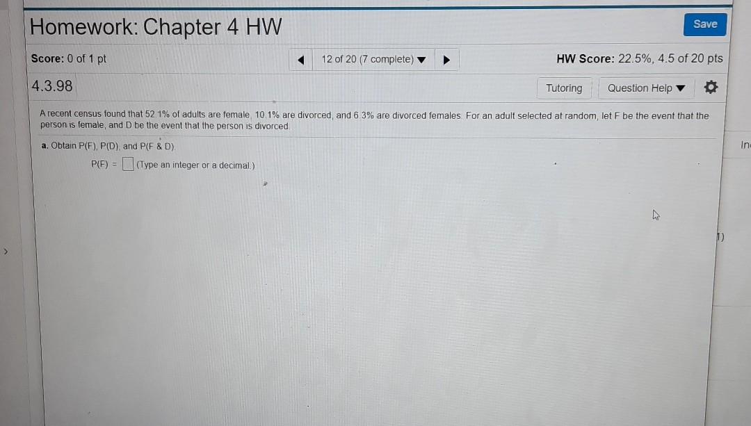 Solved Homework: Chapter 4 HW Save Score: 0 of 1 pt 12 of 20 | Chegg.com