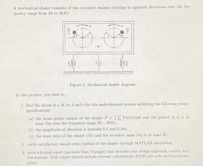 Solved A mechanical shaker consists of two eccentric masses, | Chegg.com