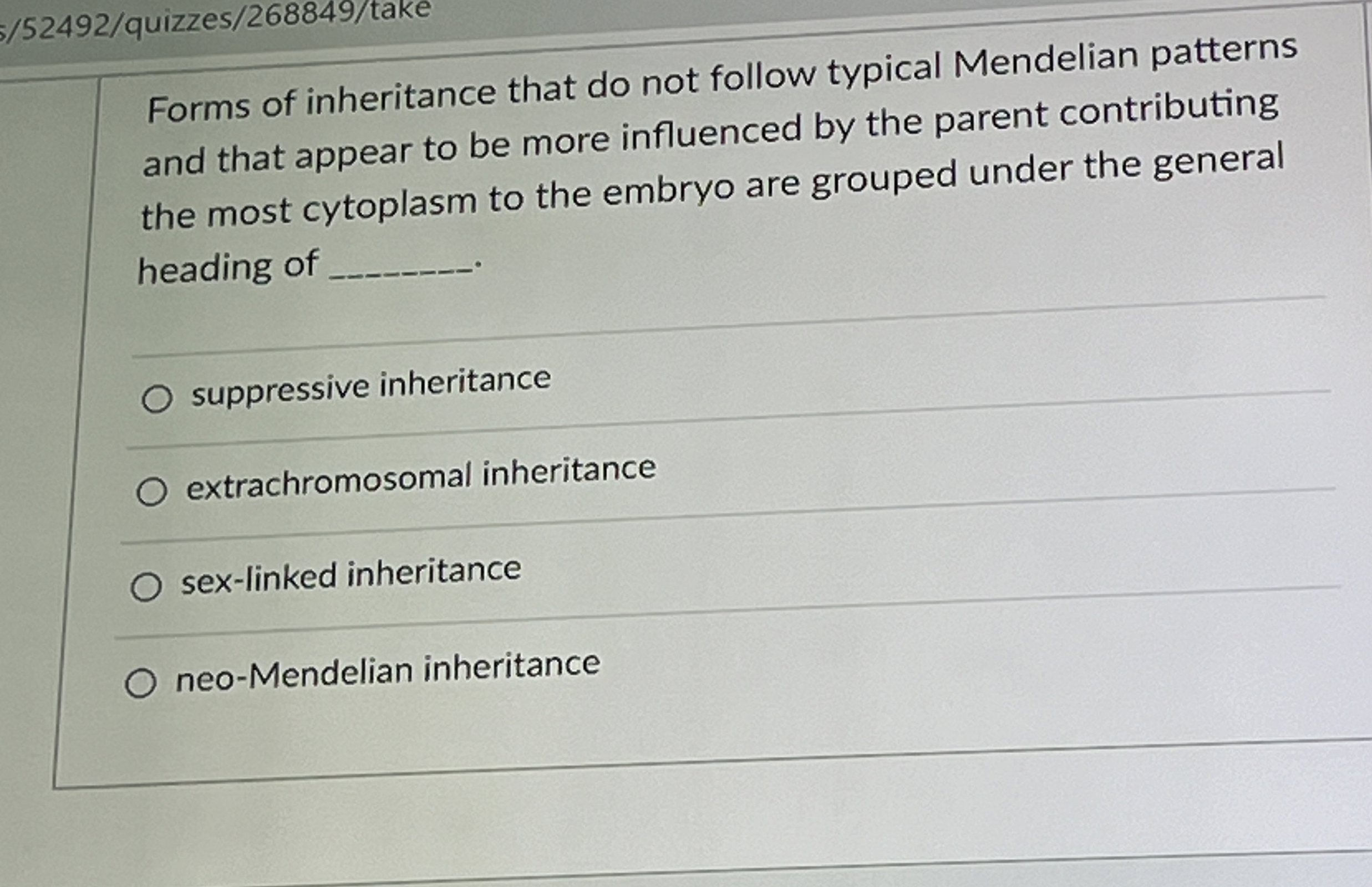 Solved Forms of inheritance that do not follow typical | Chegg.com