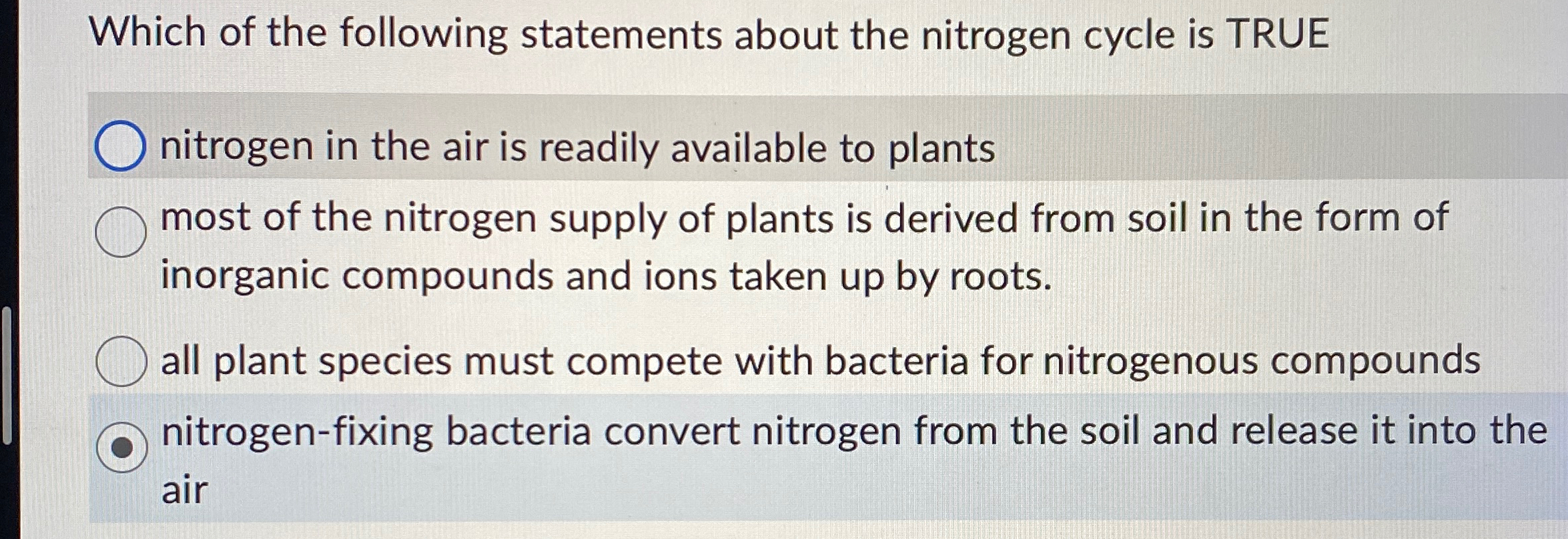 Solved Which of the following statements about the nitrogen | Chegg.com