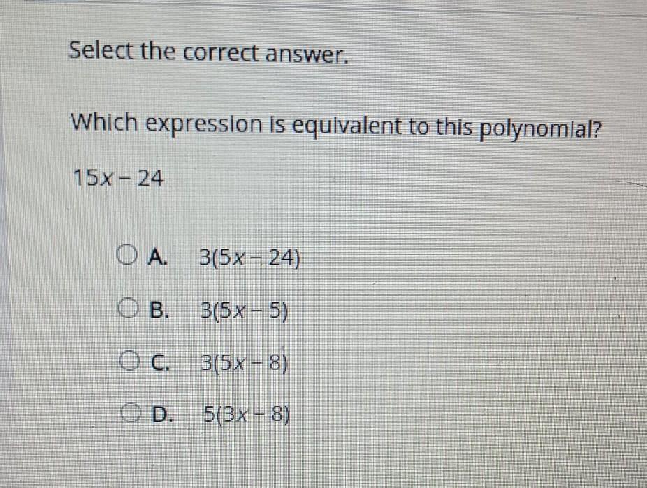 Solved Select the correct answer. Which expression is | Chegg.com