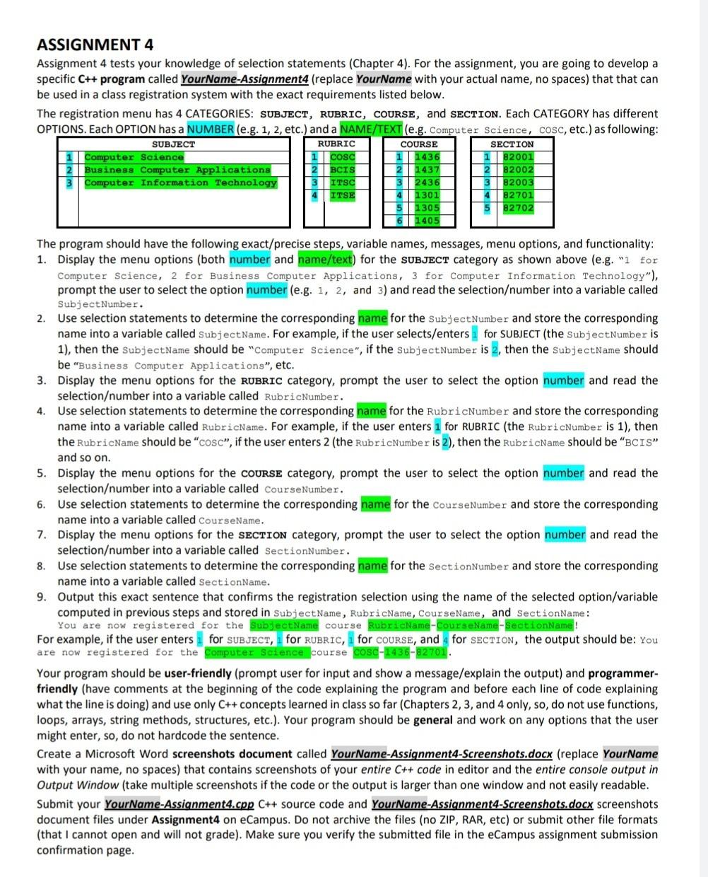 assignment chapter 4 pre learning assessment (practice)