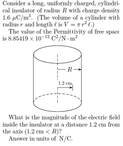 Solved Consider a long, uniformly charged, cylindrical | Chegg.com