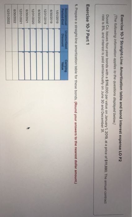 Solved Exercise 10-7 Straight-Line: Amortization table and | Chegg.com