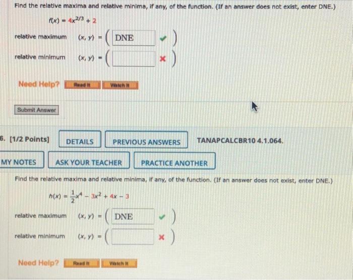 Solved Find The Relative Maxima And Relative Minima If Any 0613