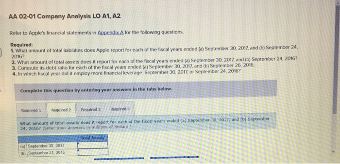 AA 02-01 Company Analysis LO A1, A2 Refer To Apple's | Chegg.com