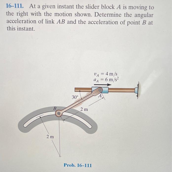 Solved 16-111. At A Given Instant The Slider Block A Is | Chegg.com