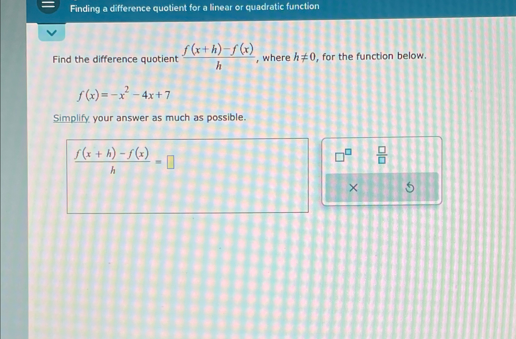 Solved finding a difference quotient for a linear or chegg