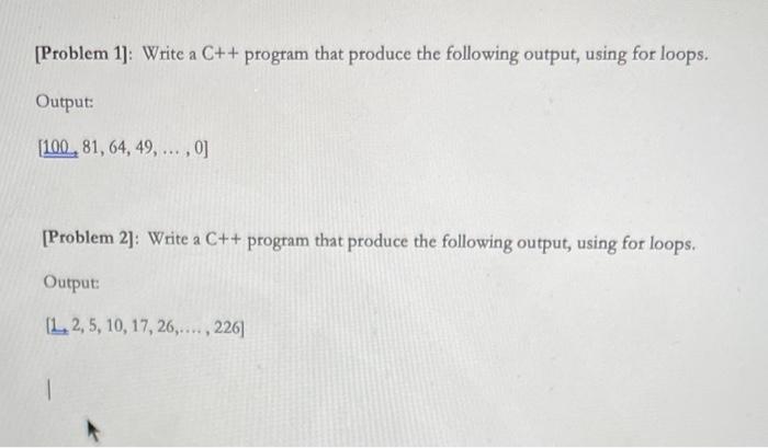 Solved solve using c++ and in cout cin format + for loops | Chegg.com