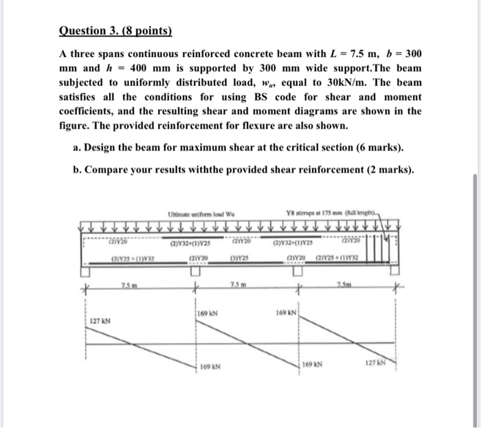 Solved Question 3. (8 points) A three spans continuous | Chegg.com