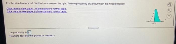 Solved For the standard normal distribution shown on the | Chegg.com