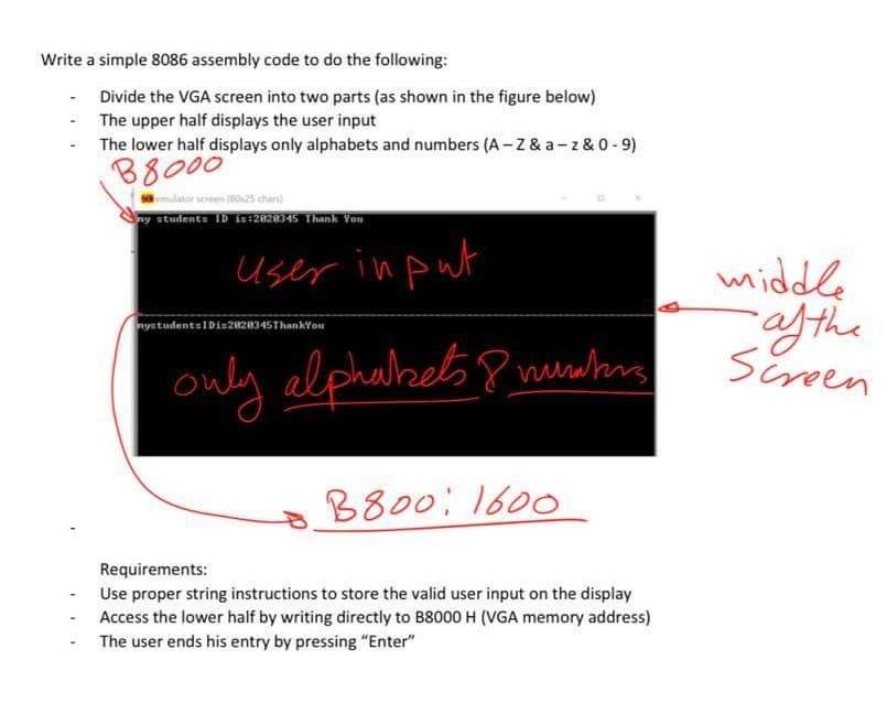 Solved Write A Simple 8086 Assembly Code To Do The | Chegg.com