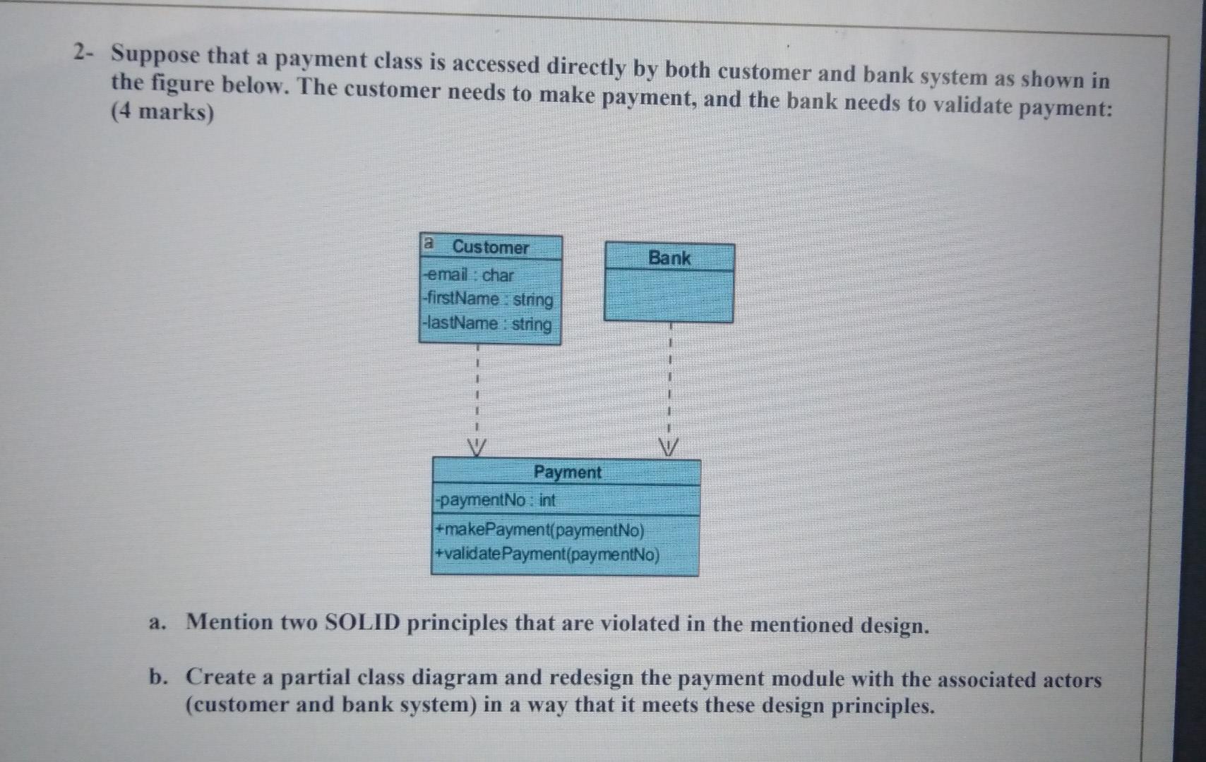 Solved 2- Suppose that a payment class is accessed directly | Chegg.com