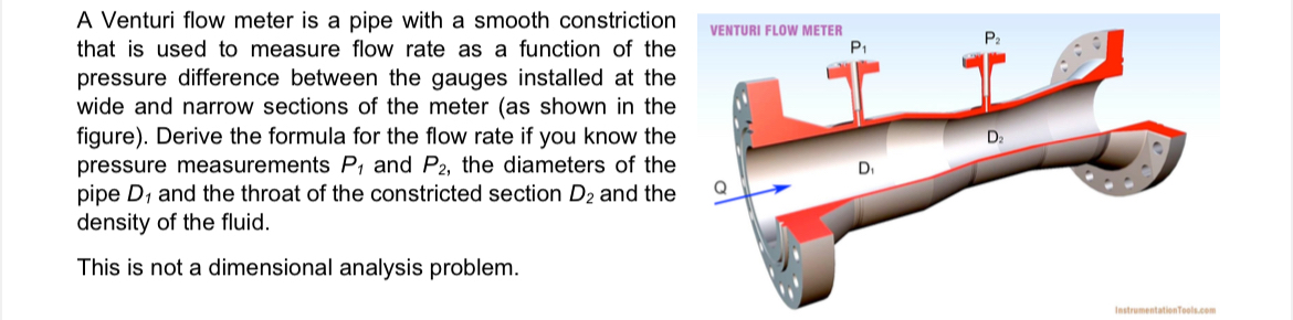 Solved A Venturi flow meter is a pipe with a smooth | Chegg.com