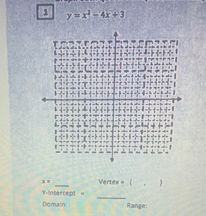 Solved Y X2 4x 3 Vertex Y Intercept Domain Range Chegg Com