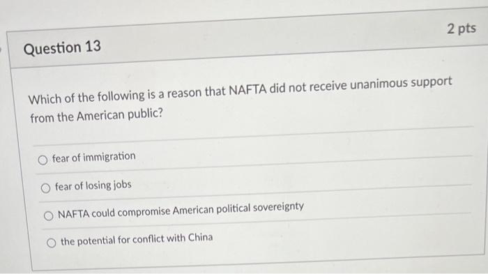 Solved 2 pts Question 13 Which of the following is a reason | Chegg.com