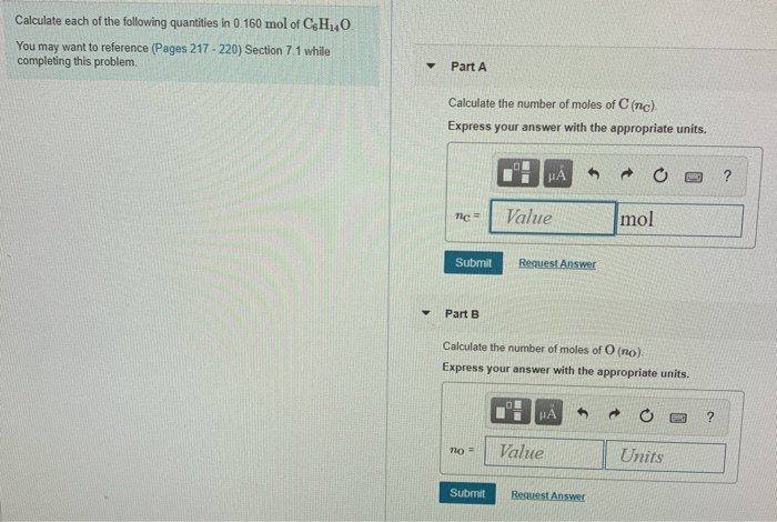 Solved Calculate Each Of The Following Quantities In 0 160 Chegg Com